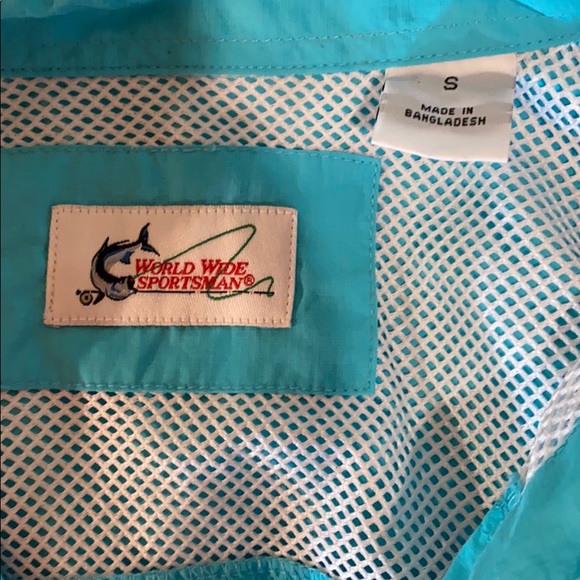 Mens Bass Pro Shop Teal Blue Long Sleeve Shirt - Picture 11 of 13